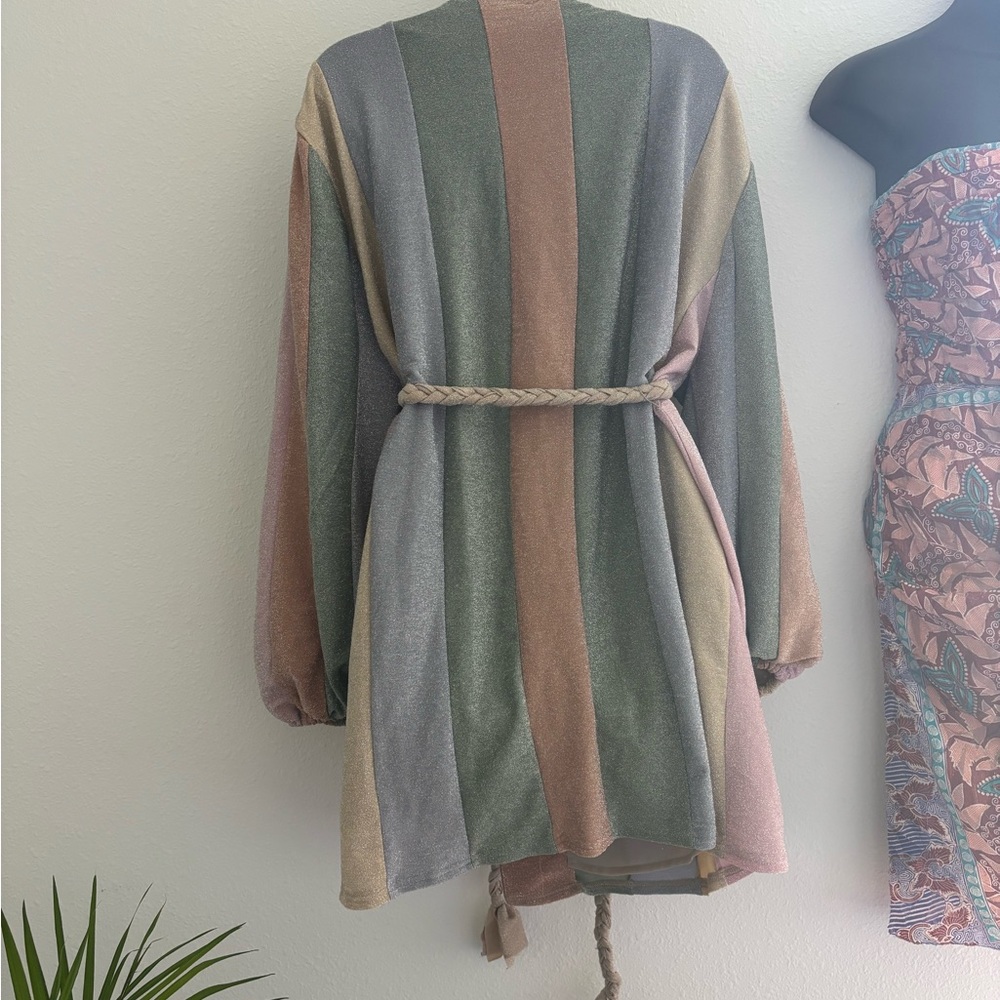 Aura Metallic Sparkle Pastel Mini Wrap Dress - Picture 8 of 8